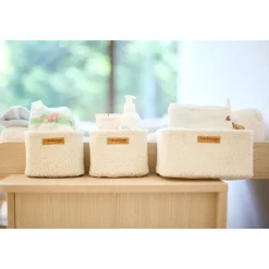 Set de 3 paniers rangement à suspendre Teddy Ecru