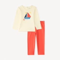 Set de pyjama 2 pièces broderie bateau pour bébé garçon (avec finitions différentes selon l'âge)