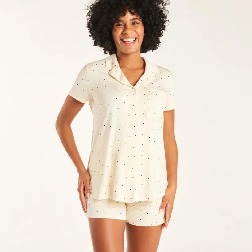 Set de pyjama 2 pièces chemise + short avec bandeau haut pour femme enceinte