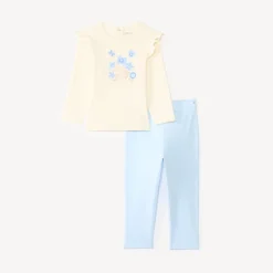 Set de pyjama 2 pièces t-shirt + pantalon print fleurs pour bébé fille (finitions différentes selon l'âge)