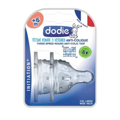 Set de 2 tétines en silicone 3 vitesses + de 6 mois spécial liquides épais - Initiation +
