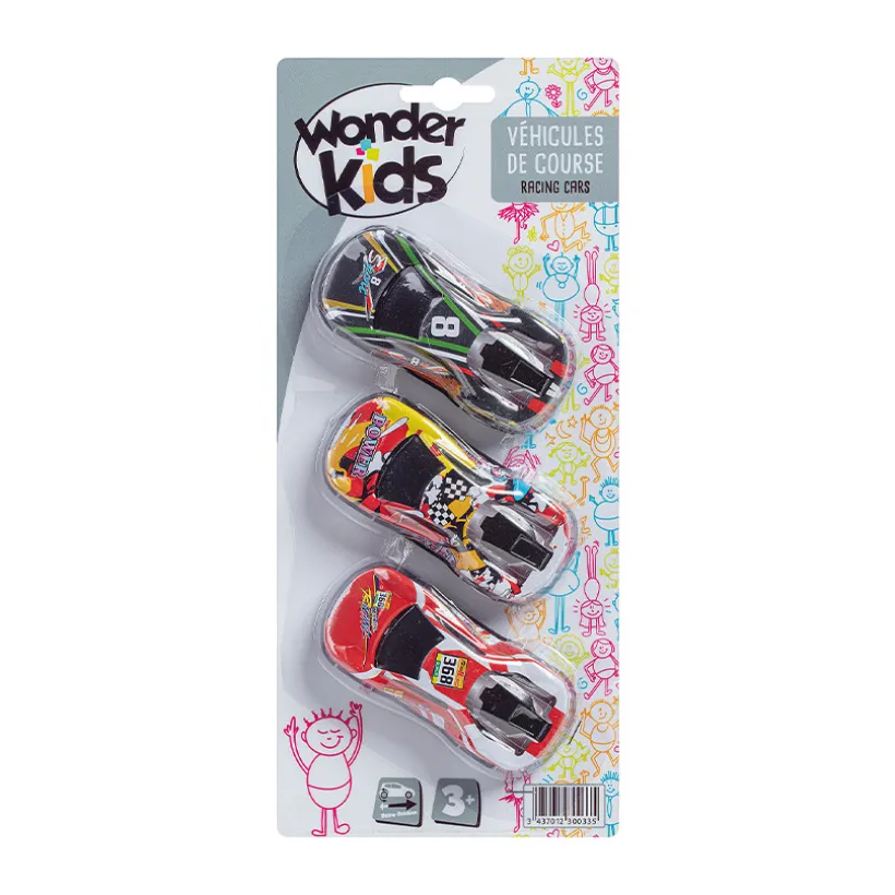 Set de 3 véhicules de course Street Race (modèle aléatoire)