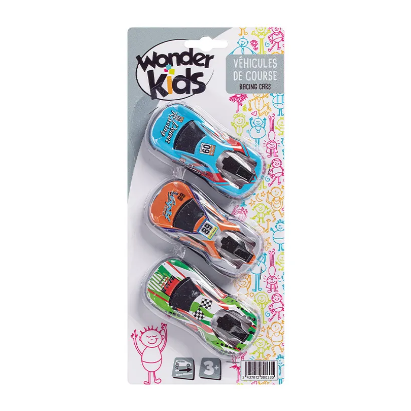 Set de 3 véhicules de course Street Race (modèle aléatoire)