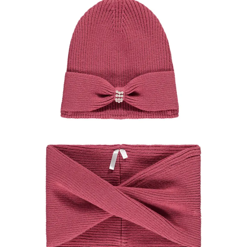 Set en tricot bonnet + snood à strass pour fille
