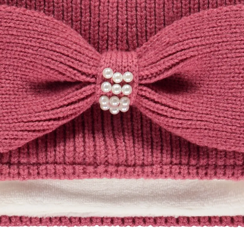 Set en tricot bonnet + snood à strass pour fille
