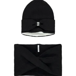 Set en tricot bonnet + snood à strass pour fille
