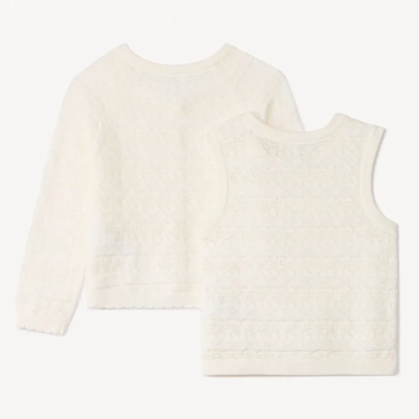 Set gilet + débardeur en tricot fantaisie pour bébé fille