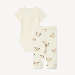 Set naissance body + caleçon + bavoir imprimé ourson pour bébé garçon