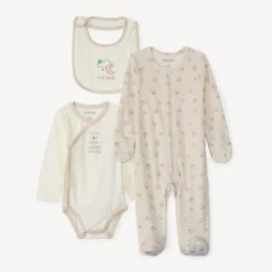 Set naissance 3 pièces motif ourson pour bébé