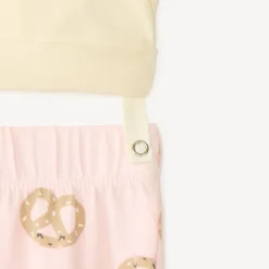 Set 2 pièces de pyjama t-shirt + pantalon motif breakfast pour bébé fille avec finitions différentes selon l'âge