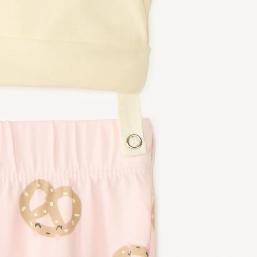 Set 2 pièces de pyjama t-shirt + pantalon motif breakfast pour bébé fille avec finitions différentes selon l'âge