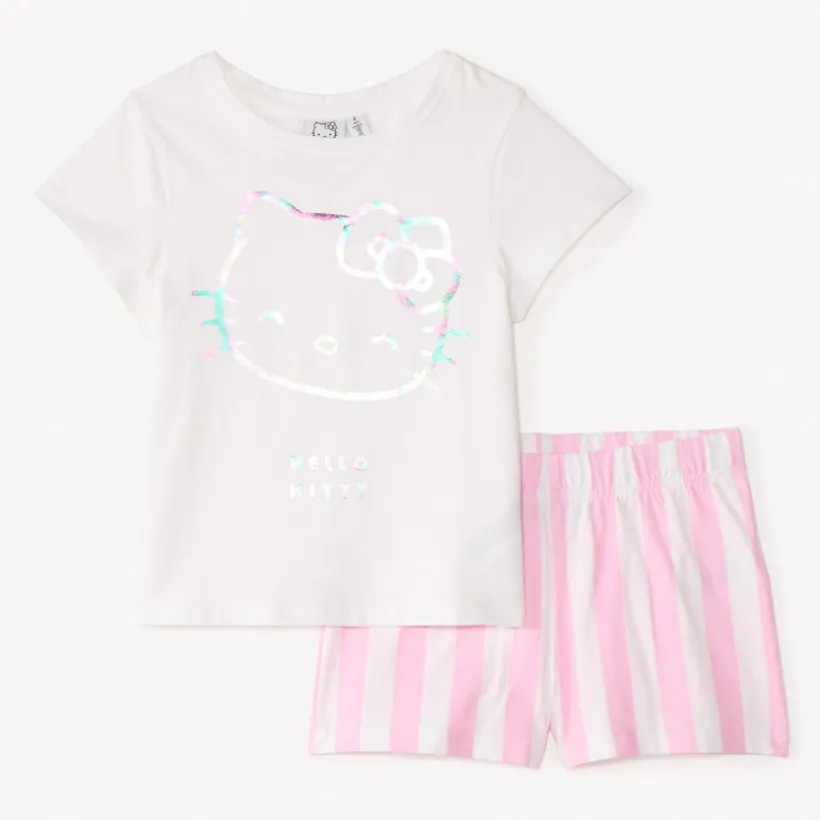 Set 2 pièces de pyjama t-shirt + short Hello Kitty pour fille
