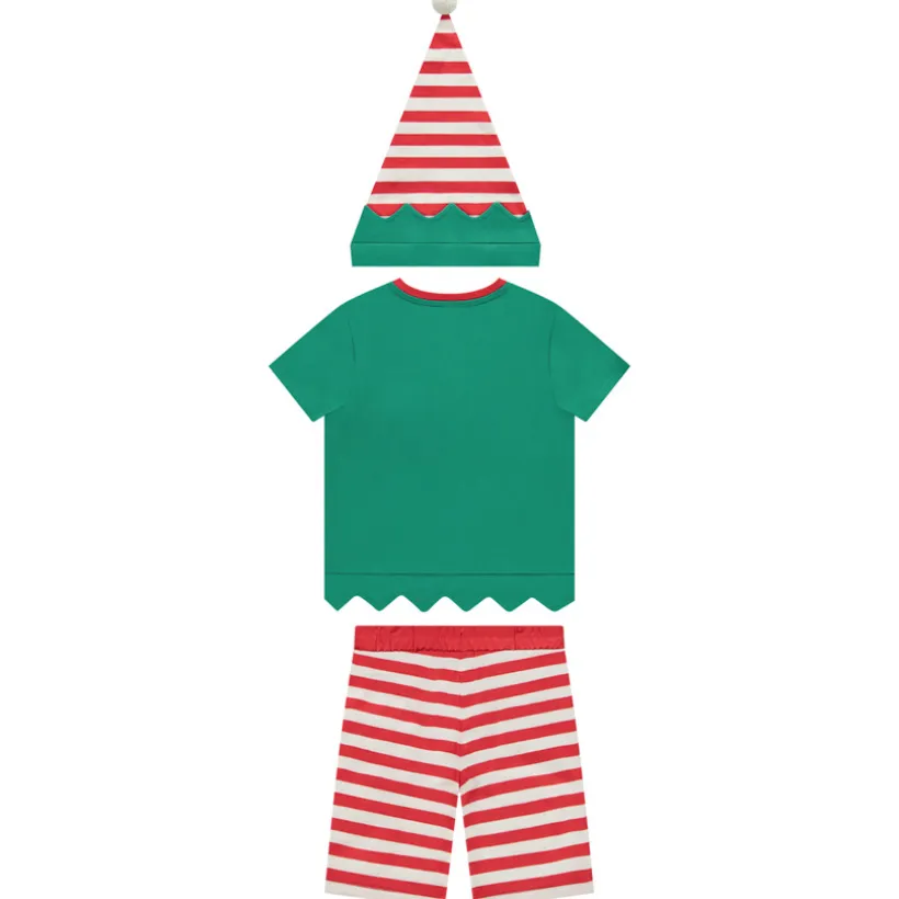 Set 2 pièces lutin de Noël t-shirt + short avec bonnet pour garçon