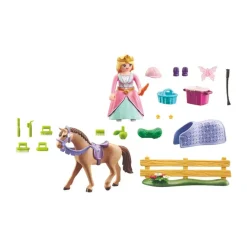 Set 28 pièces Princesse cavalière avec cheval et matériel équestre