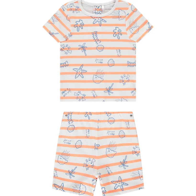 Set pyjama court rayé à imprimé marin pour bébé garçon