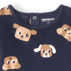 Set pyjama en interlock imprimé chiens pour bébé garçon avec finitions différentes selon l'âge