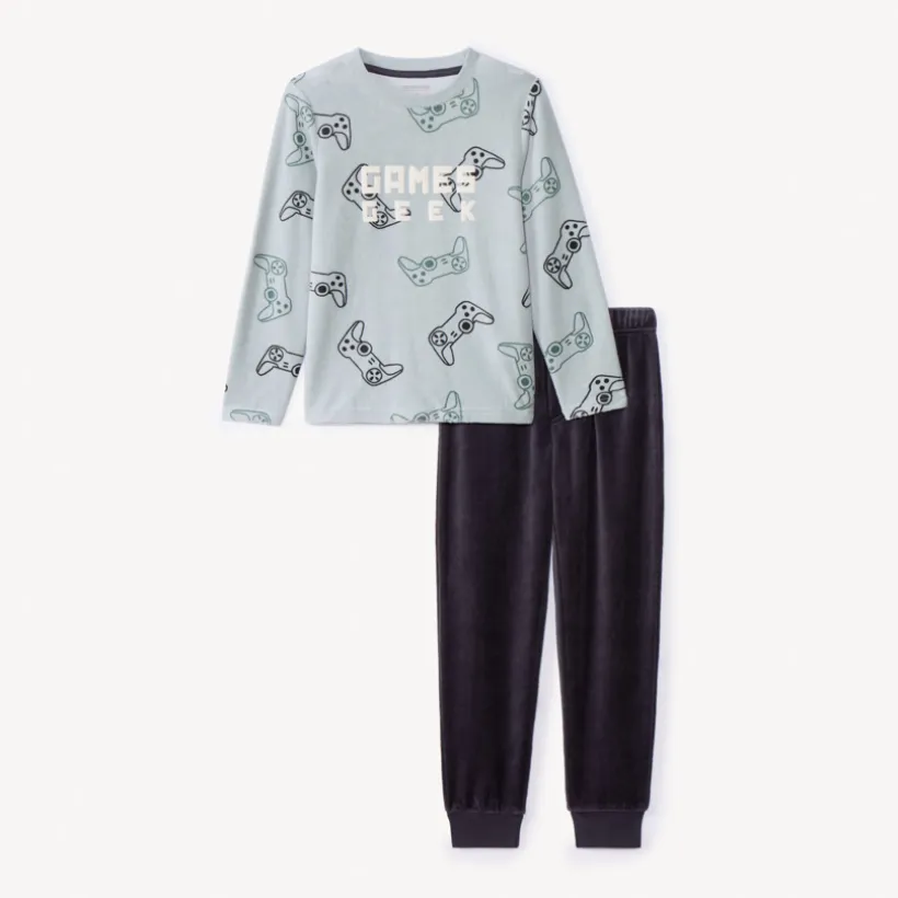 Set pyjama en velours imprimé gameboy pour garçon