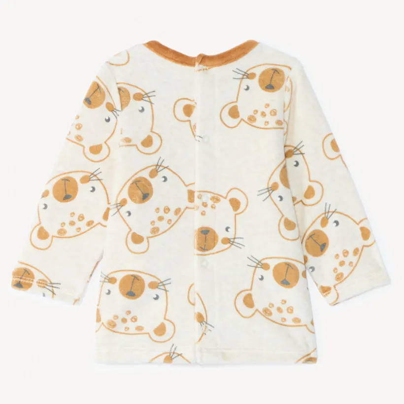Set pyjama en velours imprimé pour bébé garçon avec finitions différentes selon l'âge