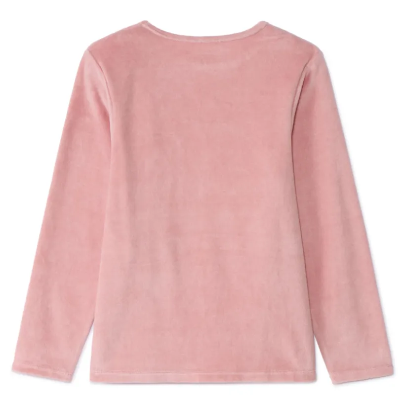 Set pyjama en velours printé uni pour fille
