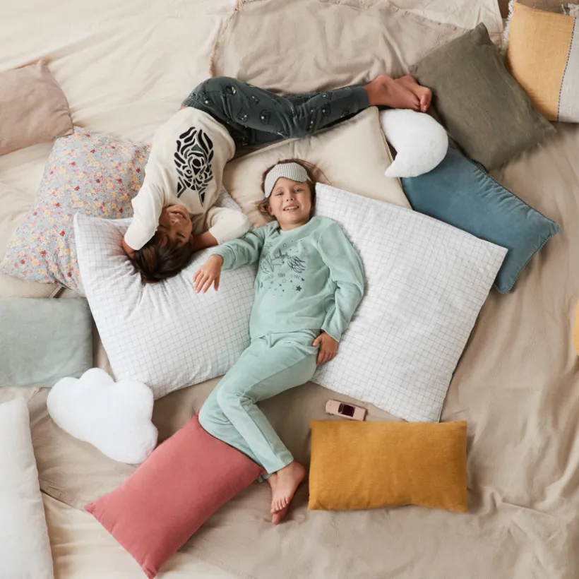 Set pyjama en velours printé uni pour fille