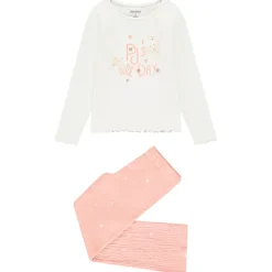 Set pyjama long bi-matière à étoiles pailletées pour fille