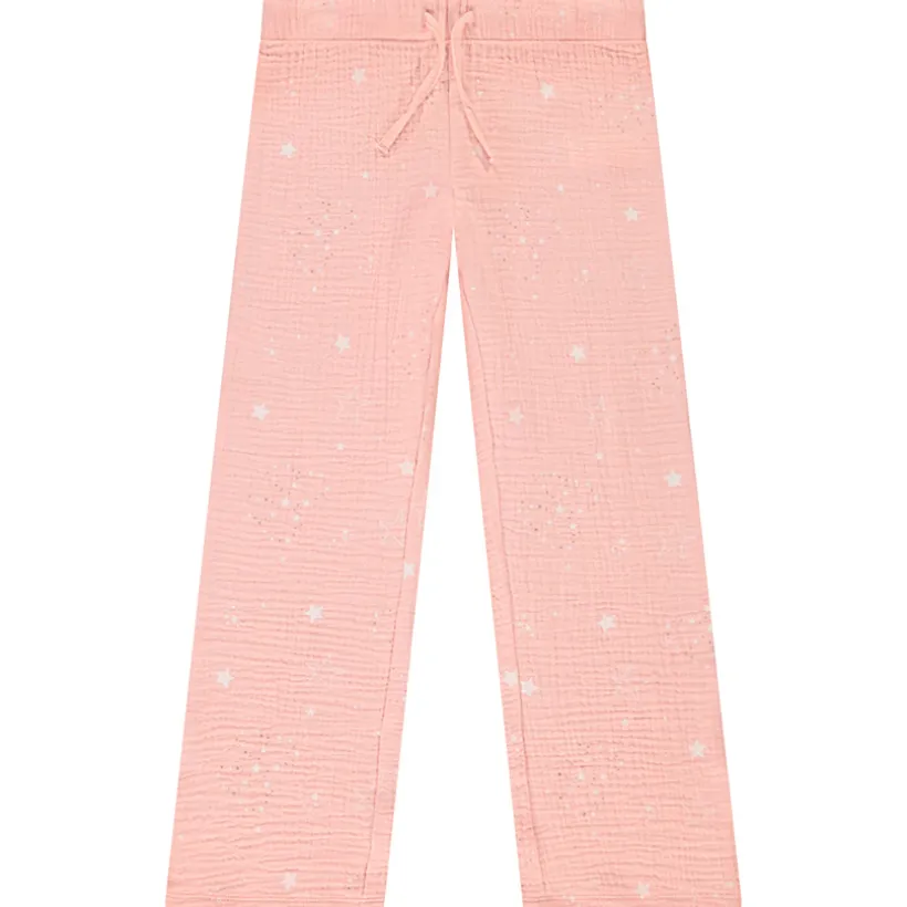 Set pyjama long bi-matière à étoiles pailletées pour fille