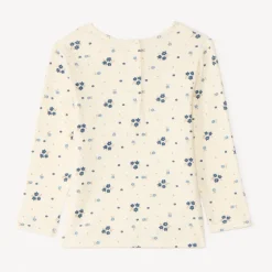 Set pyjama long côtelé imprimé fleuri pour bébé fille