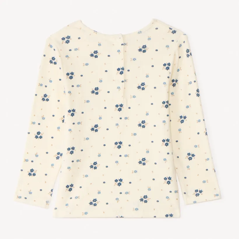 Set pyjama long côtelé imprimé fleuri pour bébé fille