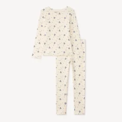 Set pyjama long côtelé imprimé fleurs pour fille