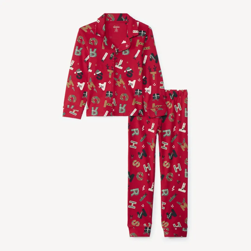 Set pyjama long en interlock imprimé Noël pour garçon