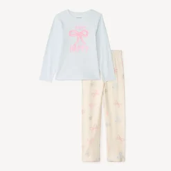 Set pyjama long en jersey motifs nœuds pour fille