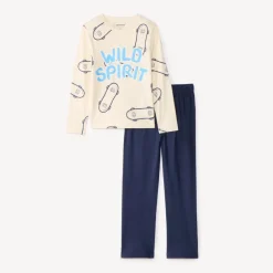 Set pyjama long en jersey motifs skates pour garçon
