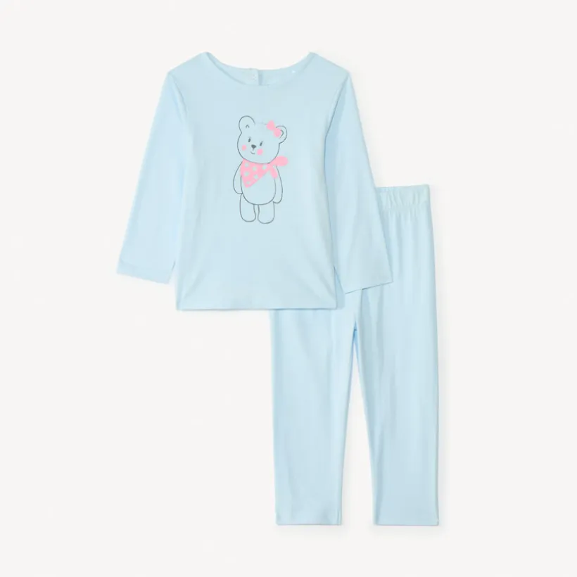 Set pyjama long en jersey printé pour bébé fille