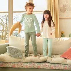 Set pyjama long en jersey print chat pour fille