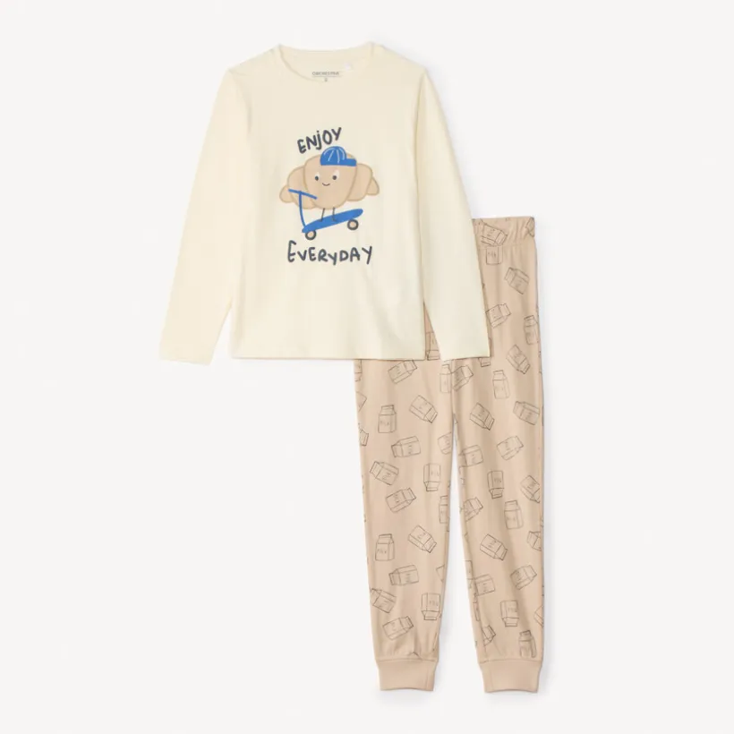 Set pyjama long en jersey print croissant pour garçon