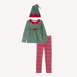 Set pyjama ludique 3 pièces lutin de Noël pour fille