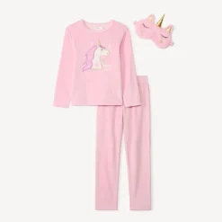Set pyjama 3 pièces en velours avec cache-œil pour fille