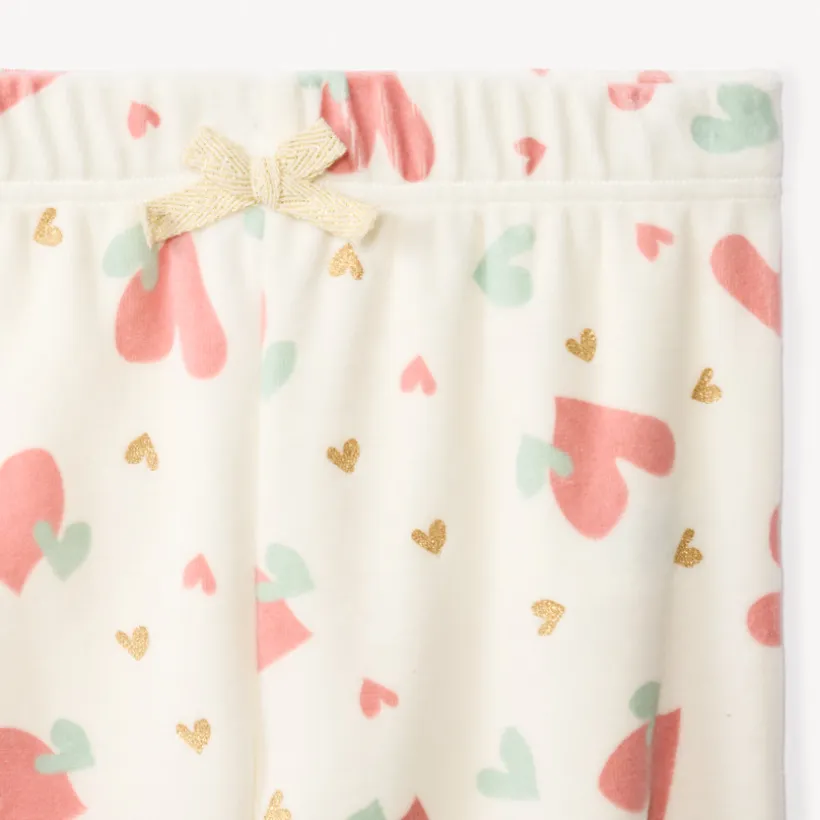 Set pyjama 2 pièces en velours cœurs fantaisies pour fille