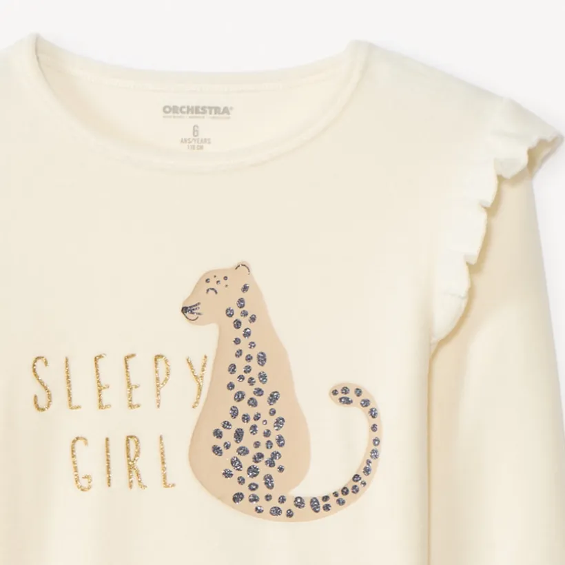 Set pyjama 2 pièces en velours print léopard pour fille