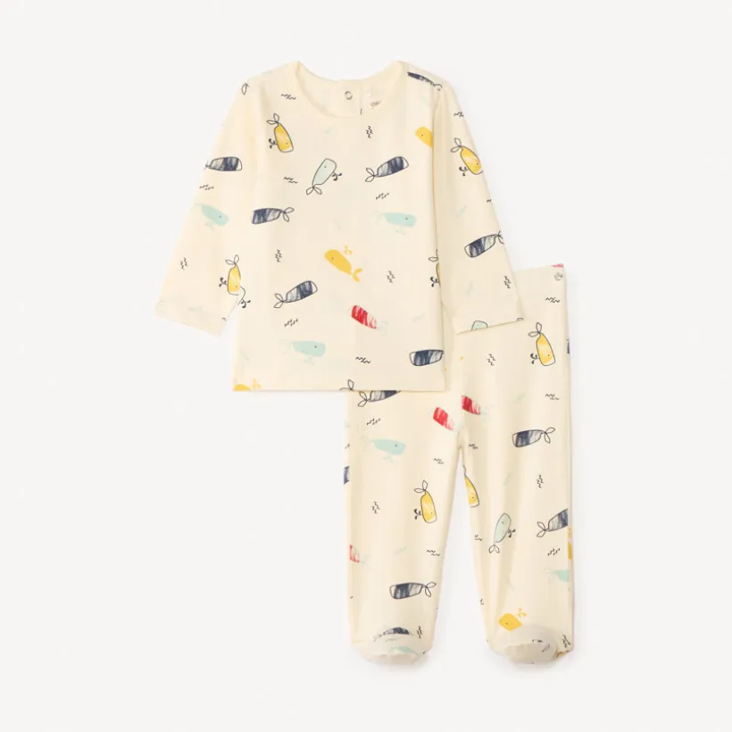 Set pyjama 2 pièces pour bébé garçon avec finitions différentes selon l'âge