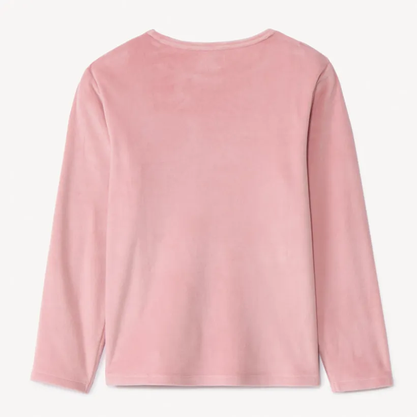 Set pyjama 2 pièces uni rose en micropolaire pour fille