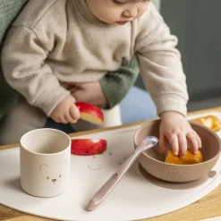 Set repas enfant - Silicone - Nature/ours - 4 Pcs