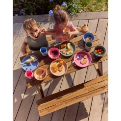Set repas 3 pièces en silicone Origami vert
