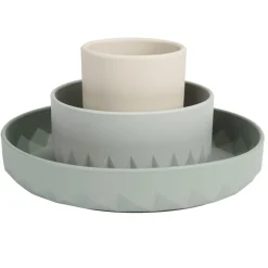 Set repas 3 pièces en silicone Origami vert