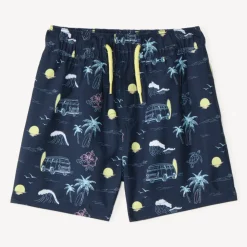 Short de bain en toile imprimée fantaisie pour garçon