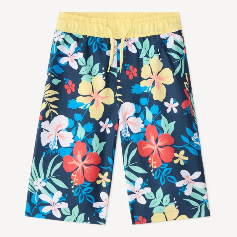 Short de bain long imprimé fleuri pour garçon