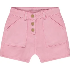 Short denim overdyed uni à boutons pour fille