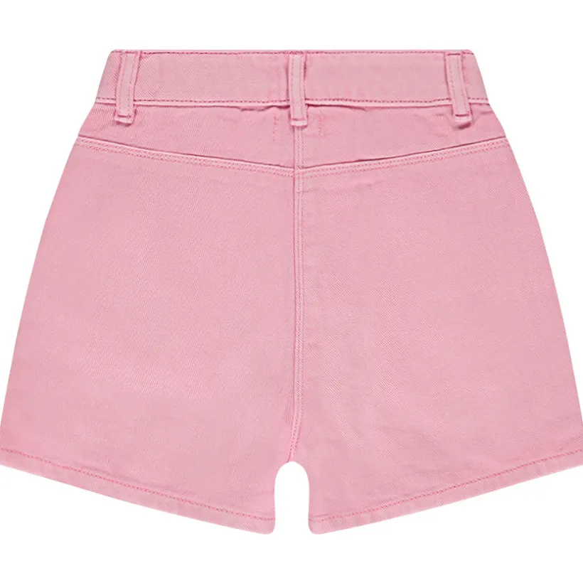 Short denim overdyed uni à boutons pour fille