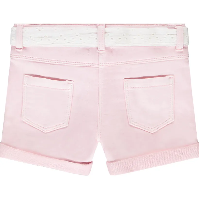 Short effet jean avec ceinture en broderie anglaise pour fille