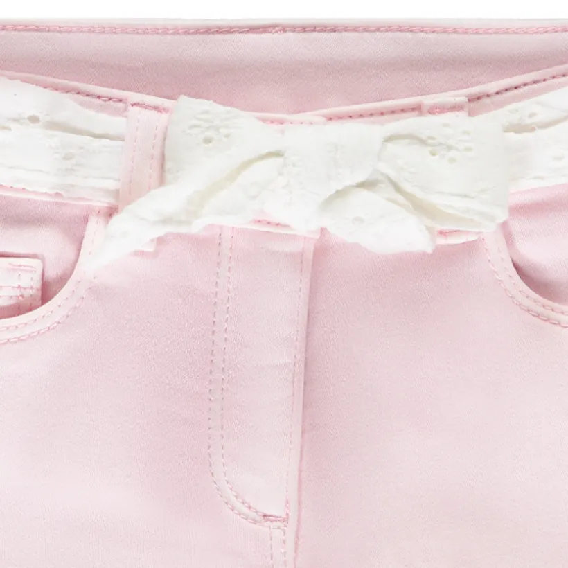 Short effet jean avec ceinture en broderie anglaise pour fille
